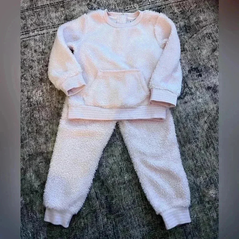 Calvin Kline Light Pink Boucle Crew-Neck Pullover Set 18 Month